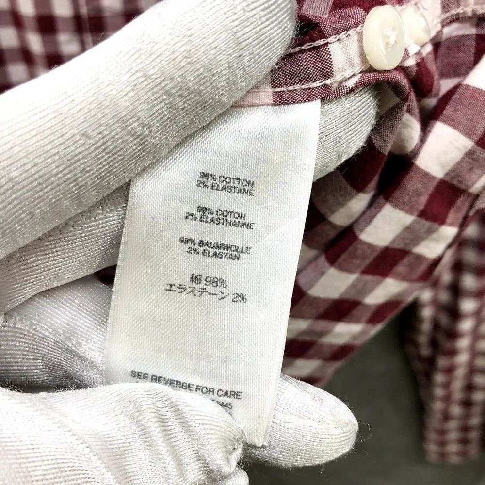 J. Crew Slim Fit Button Down Shirt Mens XL Long Sleeve‎ Red White Plaid